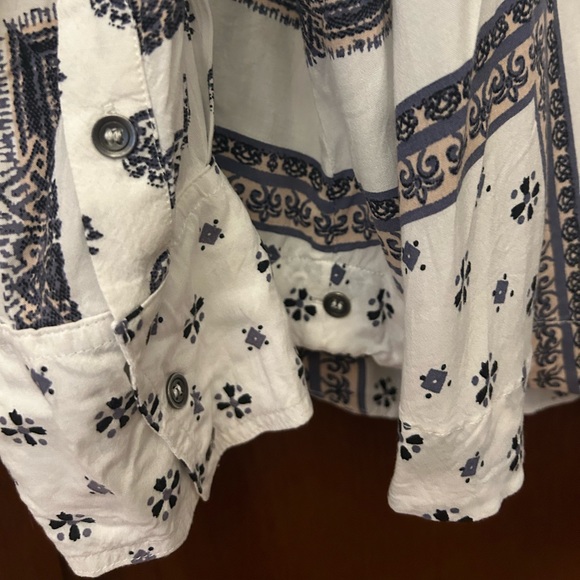 Free People Little Secrets Button Up Wrap Shirt White Large - Picture 13 of 13